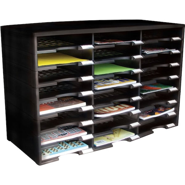 Literature Sorter, 24 Comp, 14-1/10"Wx31-2/5"Lx20-1/2"H, BK
