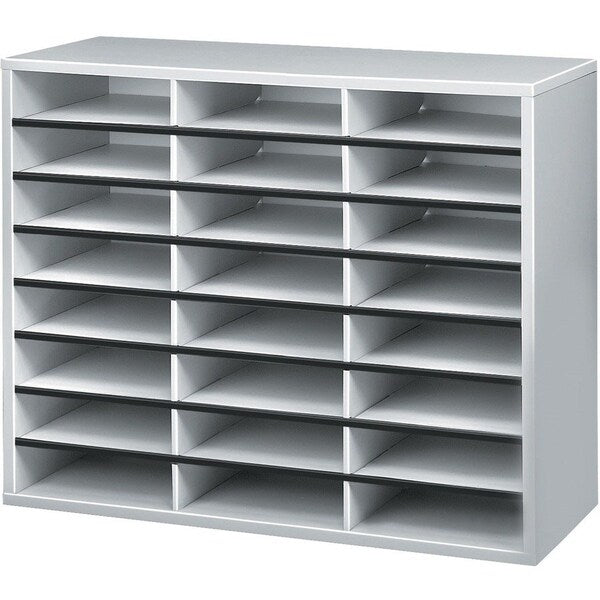 Organizer, 24 Letter Slots, 29"x11-7/8"x23-7/16", Gray