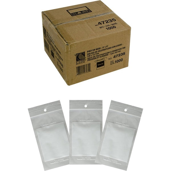 Bag, Poly, Zip, Reclose, 3X5 1000PK
