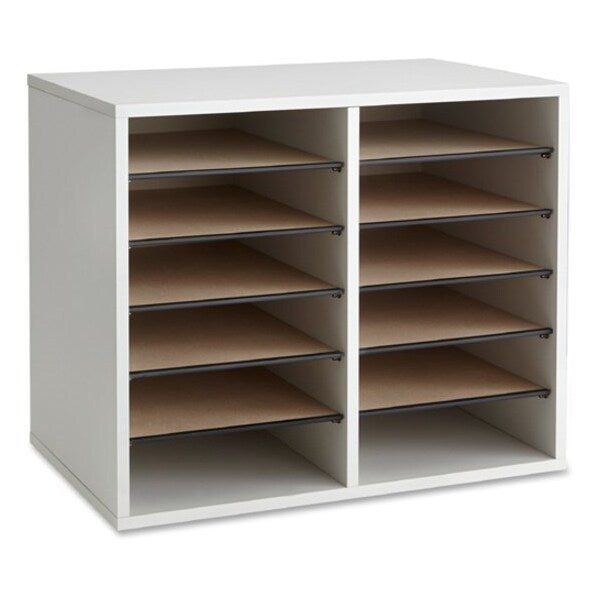 Literature Organizer, Adj, 12-Cmp, 19-1/2"x12"x16", Gray