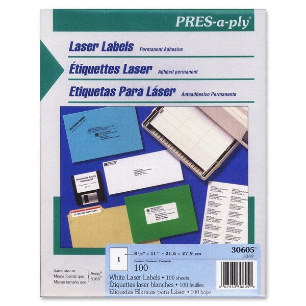 Label, Lsr/Inkjet, 8.5X11, We 100PK