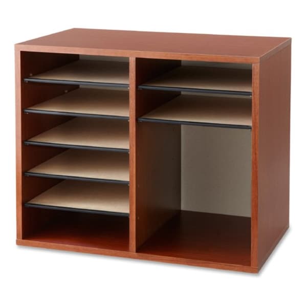 Literature Organizer, Adj, 12-Cmp, 19-1/2"x12"x16", Cherry