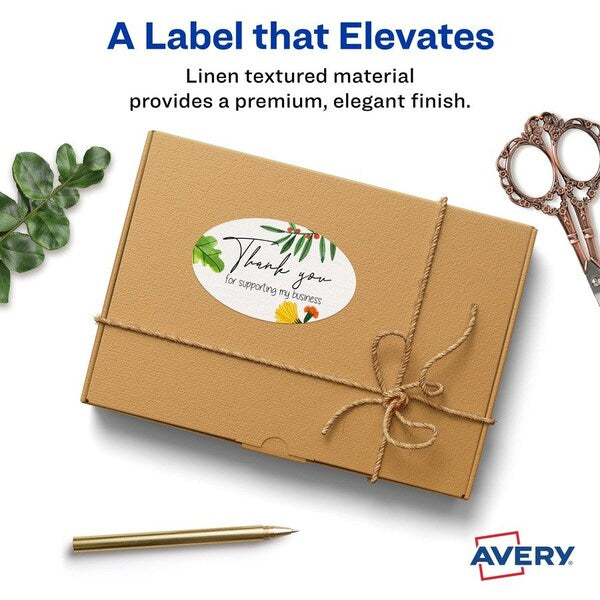 Label, Oval, Ivory Textrd, 80 80PK