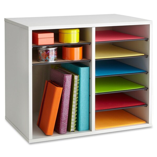 Literature Organizer, Adj, 12-Cmp, 19-1/2"x12"x16", Gray