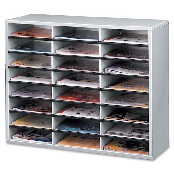 Organizer, 24 Letter Slots, 29"x11-7/8"x23-7/16", Gray