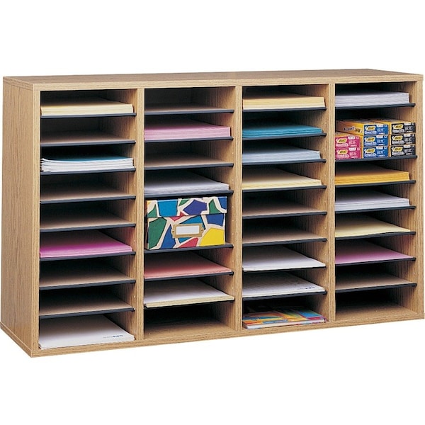 Adjust Organizer, 39-1/4"x11-3/4"x24, 36 Compartment, Med Oak