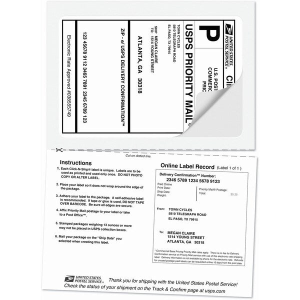 Label, Shpng, Laser, W/Receipt 50PK