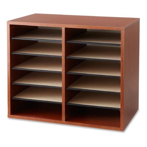 Literature Organizer, Adj, 12-Cmp, 19-1/2"x12"x16", Cherry