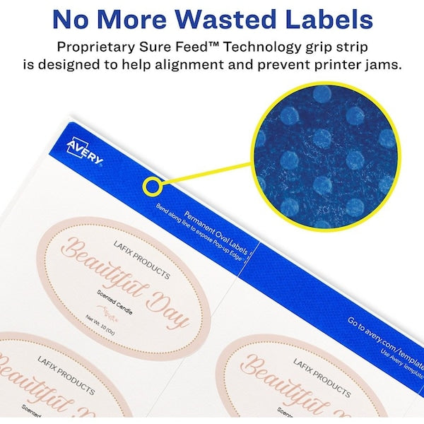 Label, Oval, Ivory Textrd, 80 80PK