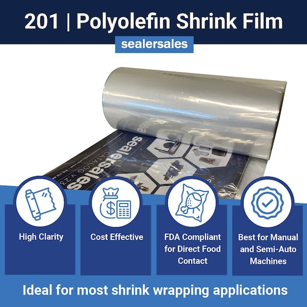 8in x 3,500ft General Purpose POF CF Shrink Film, 75 gauge