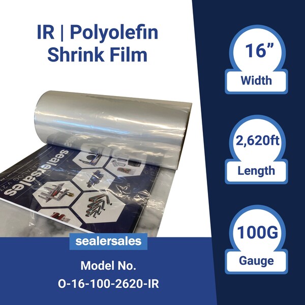 16in x 2,620ft Higher Performance Irradiated POF CF Shrink Film, 100 gauge