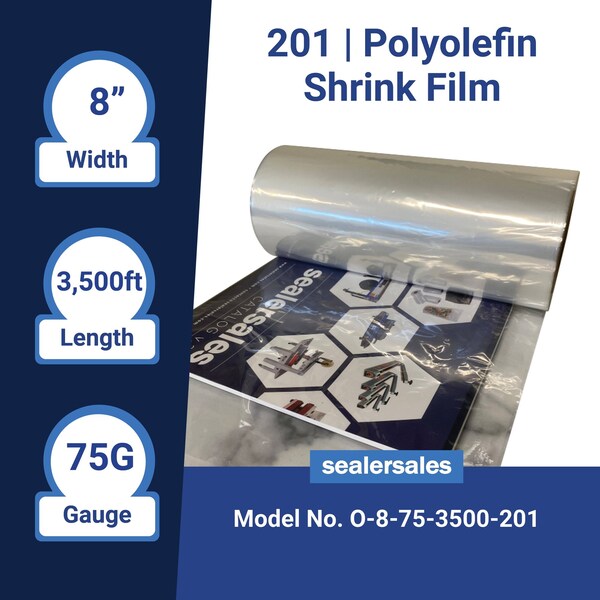 8in x 3,500ft General Purpose POF CF Shrink Film, 75 gauge