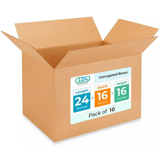 24L x 16W x 16H Corrugated Boxes for Shipping or Moving, Heavy Duty, 10PK