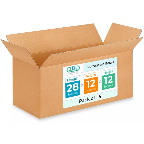 28L x 12W x 12H Corrugated Boxes for Shipping or Moving, Heavy Duty, 5PK
