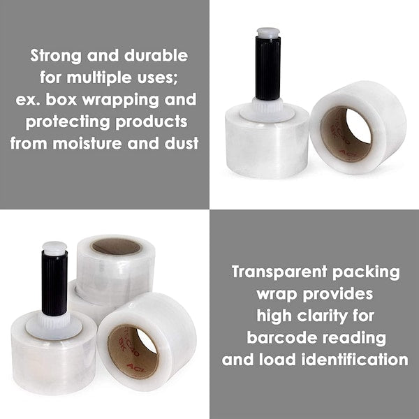 Stretch Wrap Film, 3"x1000 Ft., Cast, Clear, PK8