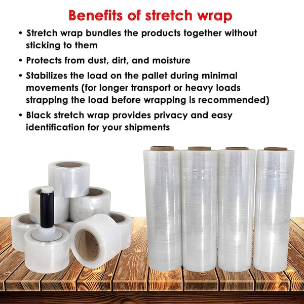 Stretch Wrap Film, 3"x1000 Ft., Cast, Clear, PK8