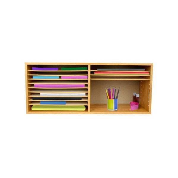 20-Compartment Extra Wide Adjustable Wood Paper Sorter Literature File Organizer, Mahogany