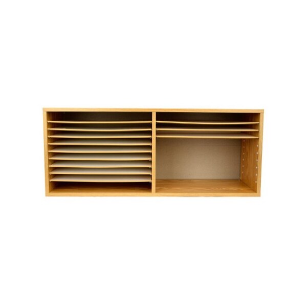 20-Compartment Extra Wide Adjustable Wood Paper Sorter Literature File Organizer, Mahogany