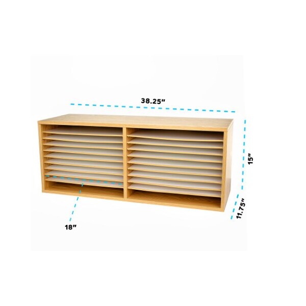 20-Compartment Extra Wide Adjustable Wood Paper Sorter Literature File Organizer, Mahogany