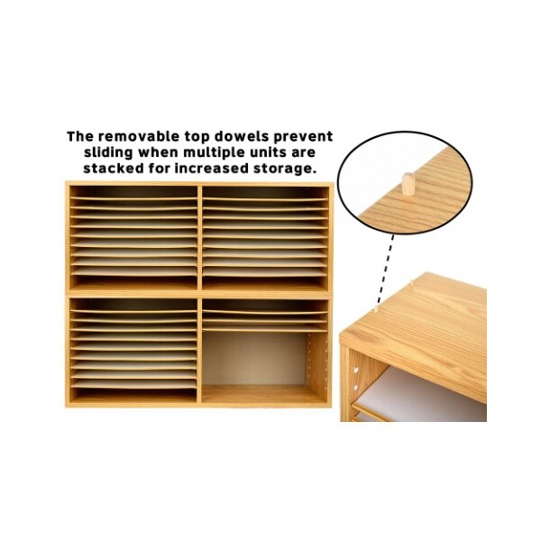 20-Compartment Extra Wide Adjustable Wood Paper Sorter Literature File Organizer, Mahogany