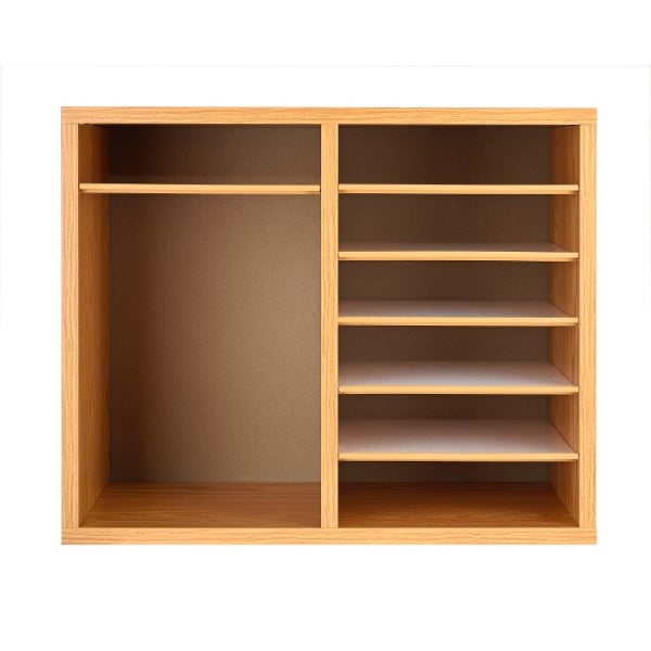 12-Compartment Wood Adjustable Paper Sorter Literature File Organizer, Medium Oak