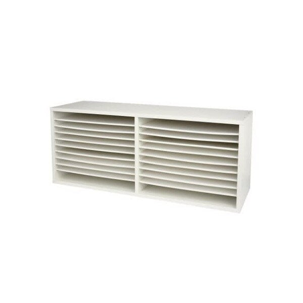 20-Compartment Extra Wide Adjustable Wood Paper Sorter Literature File Organizer, White
