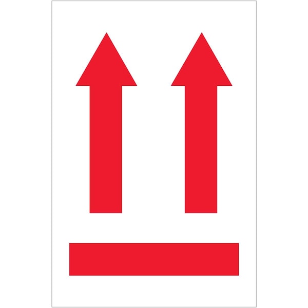 4 x 6 in. Two Up Arrows Over Red Bar LabelsFluorescent Red