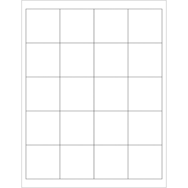 2 x 2 in. Removable Rectangle Laser LabelsWhite