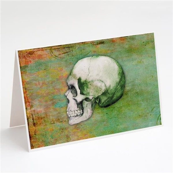 Carolines Treasures BB5122GCA7P Day of the Dead Green Skull Greeting Cards & Envelopes - Pack of 8