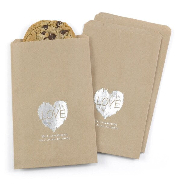 Brush of Love Treat Bags, Kraft - Personalized