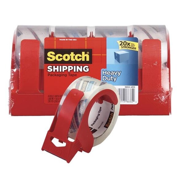 Scotch 1571888 Shipping Packaging Tape with Dispenser; 1.88 in. x 54.6 yards - Pack of 4