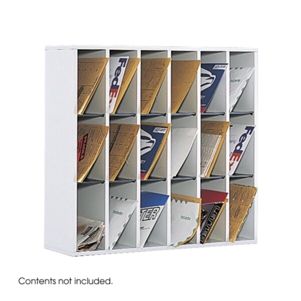 Safco 7765GR Gray Wood 18-Compartment Mail Sorter