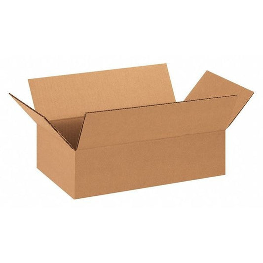Flat Corrugated Boxes, 14" x 8" x 4", Kraft, 25/Bundle