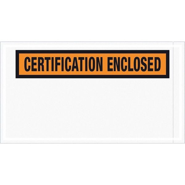 Tape Logic® "Certification Enclosed" Envelopes, 5 1/2" x 10", Orange, 1000/Case