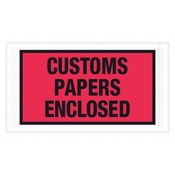 Tape Logic® "Customs Papers Enclosed" Envelopes, 5 1/2" x 10", Red, 1000/Case