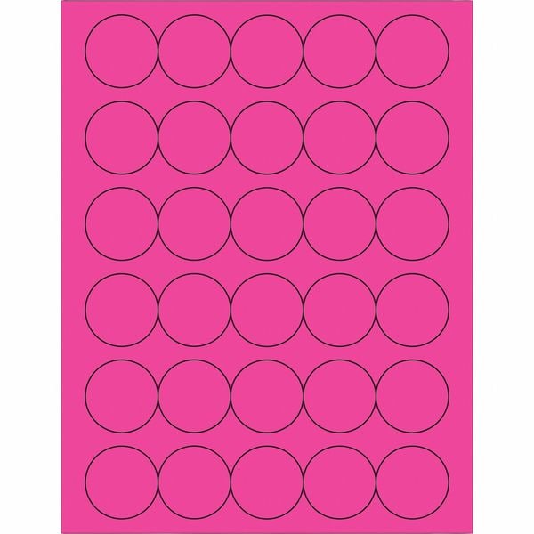 Tape Logic® Fluorescent Circle Laser Labels, 1 1/2", Fluorescent Pink, 3000/Case