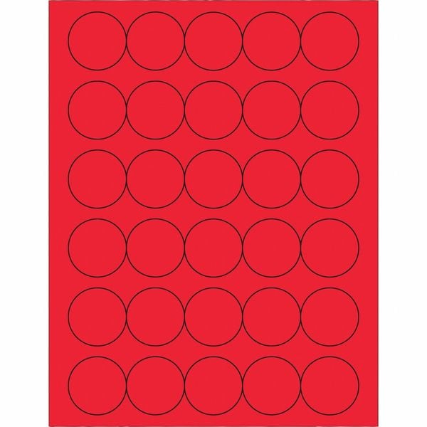 Tape Logic® Fluorescent Circle Laser Labels, 1 1/2", Fluorescent Red, 3000/Case