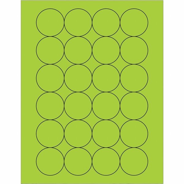 Tape Logic® Fluorescent Circle Laser Labels, 1 2/3", Fluorescent Green, 2400/Case