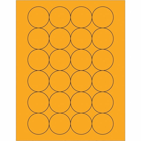 Tape Logic® Fluorescent Circle Laser Labels, 1 2/3", Fluorescent Orange, 2400/Case