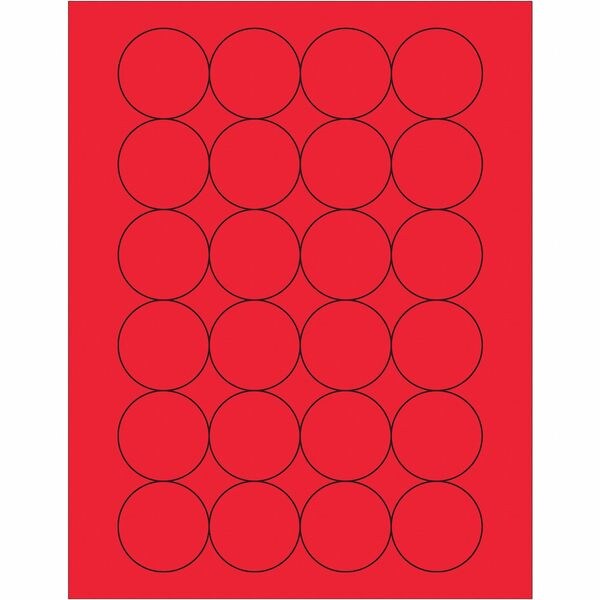 Tape Logic® Fluorescent Circle Laser Labels, 1 2/3", Fluorescent Red, 2400/Case