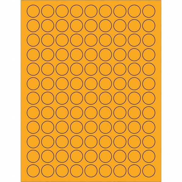 Tape Logic® Fluorescent Circle Laser Labels, 3/4", Fluorescent Orange, 10800/Case