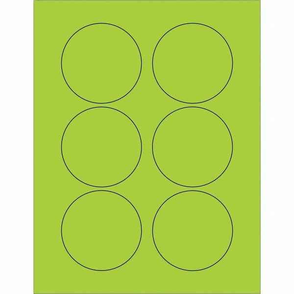 Tape Logic® Fluorescent Circle Laser Labels, 3", Fluorescent Green, 600/Case