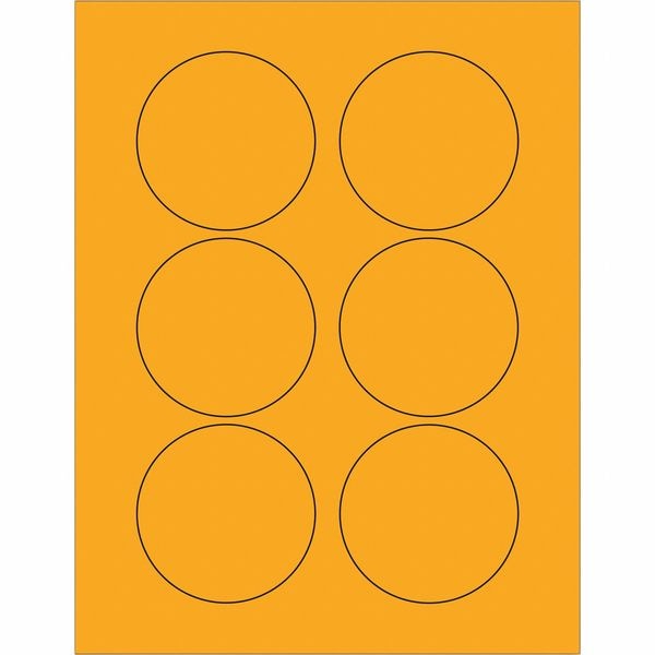 Tape Logic® Fluorescent Circle Laser Labels, 3", Fluorescent Orange, 600/Case