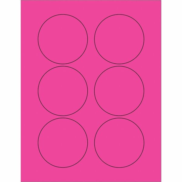 Tape Logic® Fluorescent Circle Laser Labels, 3", Fluorescent Pink, 600/Case