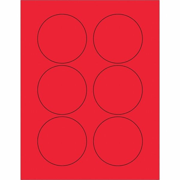 Tape Logic® Fluorescent Circle Laser Labels, 3", Fluorescent Red, 600/Case