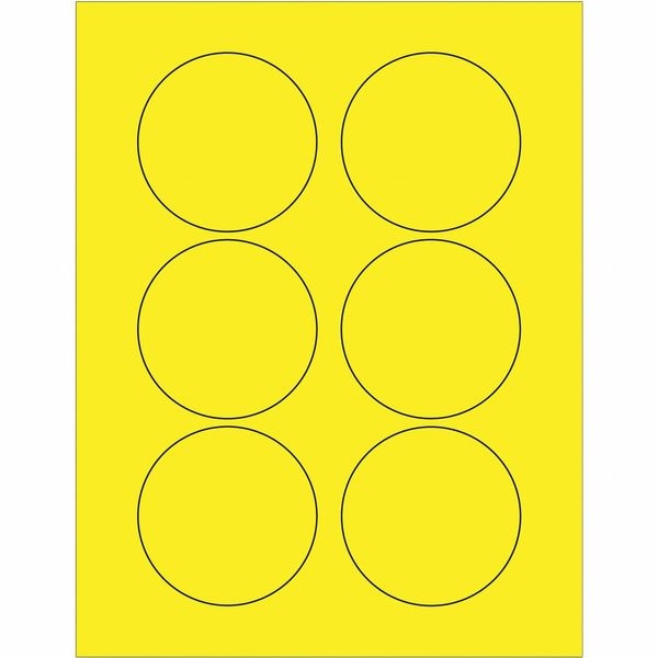 Tape Logic® Fluorescent Circle Laser Labels, 3", Fluorescent Yellow, 600/Case