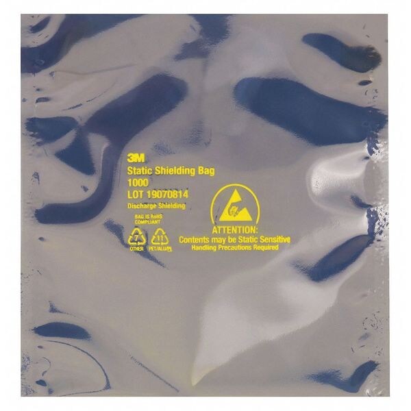 Open End Static Shield Bags, 14" x 14", Transparent, None, 100 PK