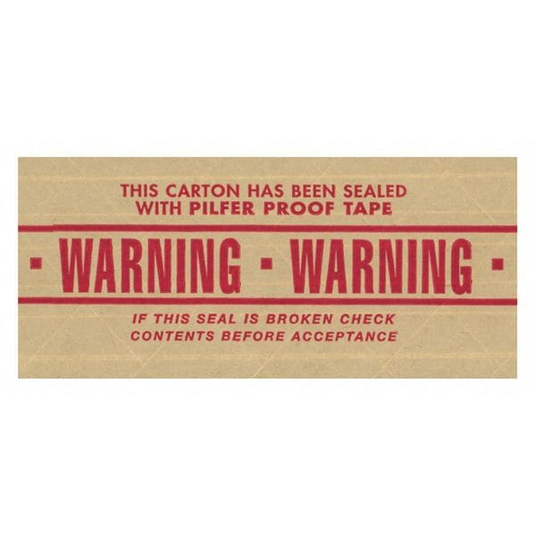Tape Logic® #7500 Pre-Printed Reinforced Water Activated Tape, "Warning", 3" x 450', Kraft, 10/Case