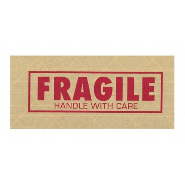 Tape Logic® #7500 Pre-Printed Reinforced Water Activated Tape, "Fragile", 3" x 450' , Kraft, 10/Case