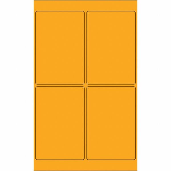 Tape Logic® Rectangle Laser Labels, 4" x 6", Fluorescent Orange, 400/Case